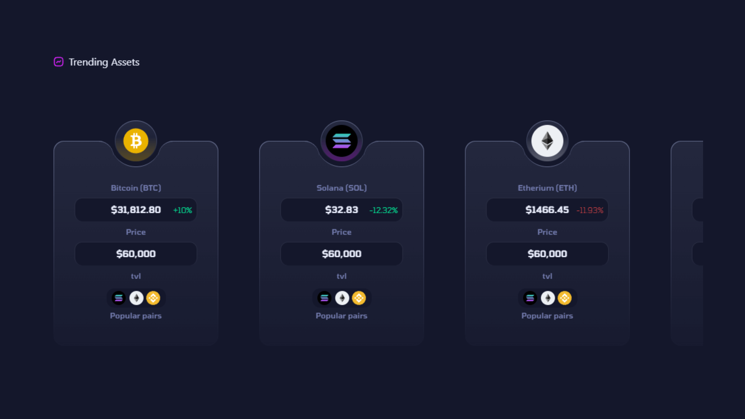 UI implementation of crypto cards